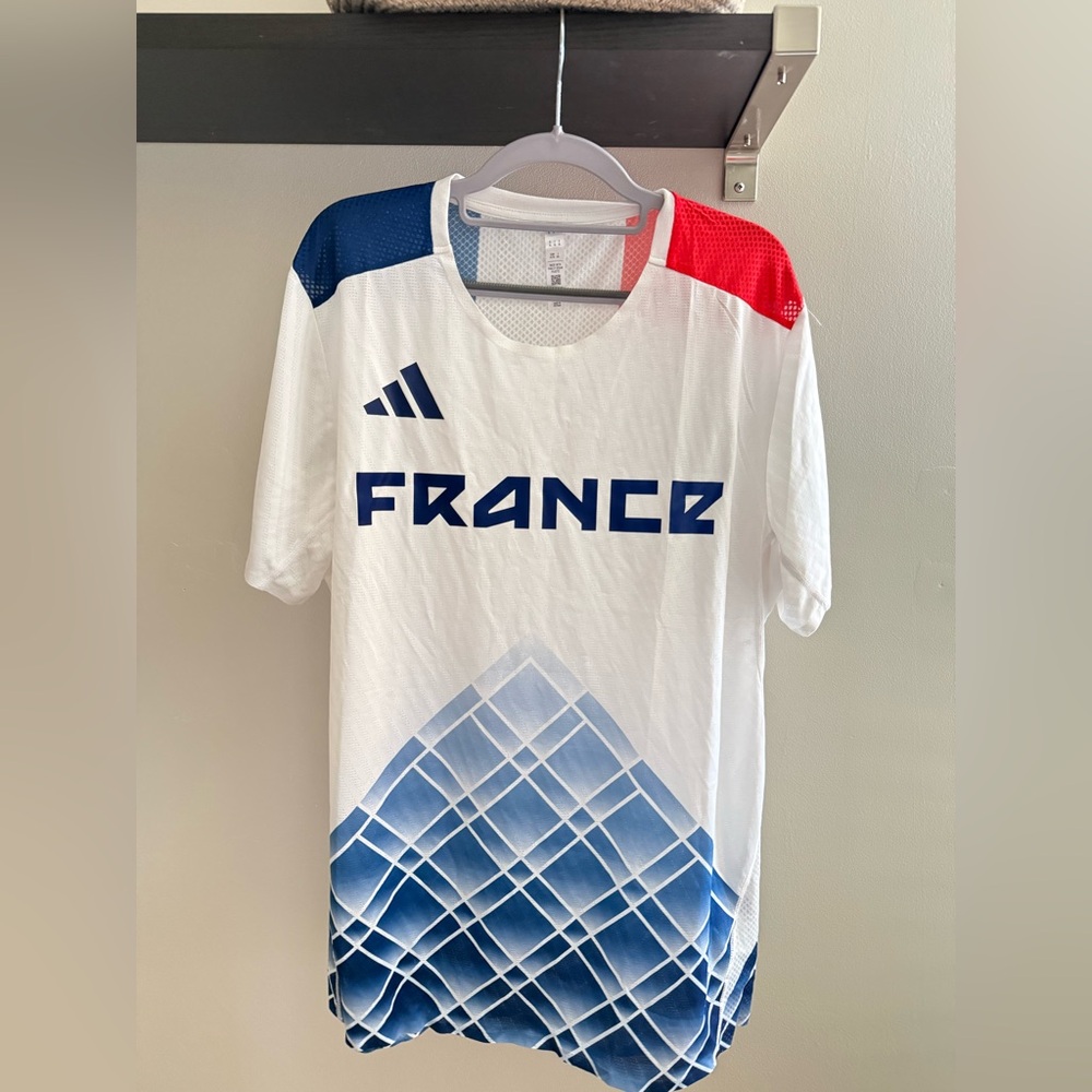 Adidas France Athletic Adizero size XL White Blue Run Jersey
